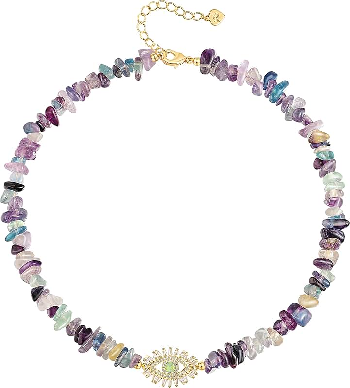 Colorful Pearl and Gemstone Evil Eye Necklace