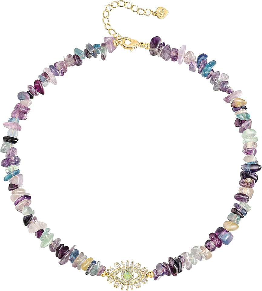 Colorful Pearl and Gemstone Evil Eye Necklace