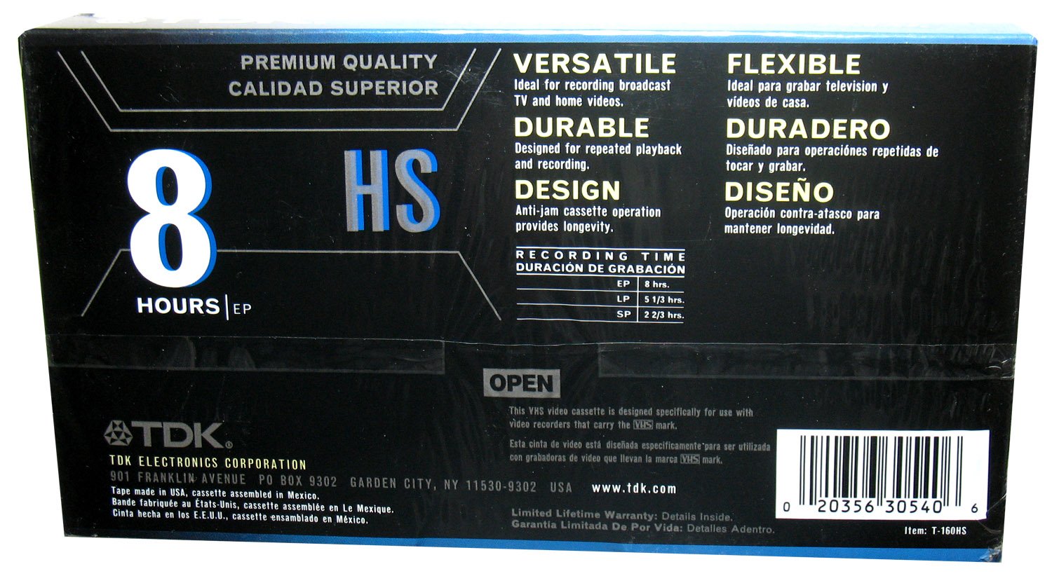 T-160 HS - Premium Quality - Blank VHS Tapes - 8 Hrs EP - 3 Pack