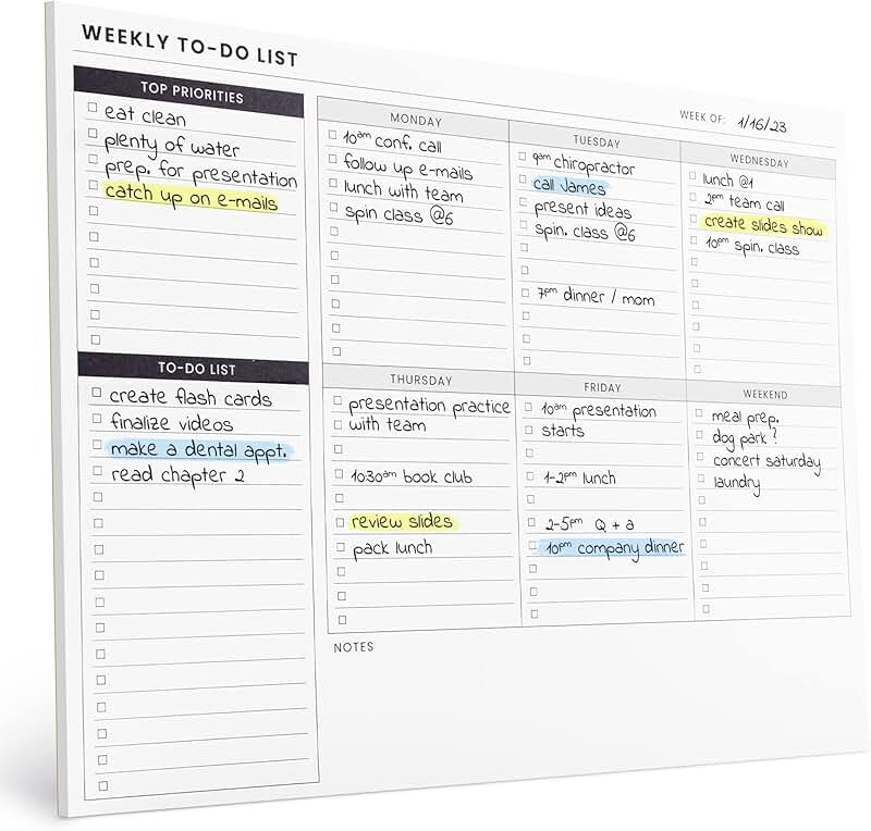 Weekly Planner Pad with To Do List and Habit Tracker