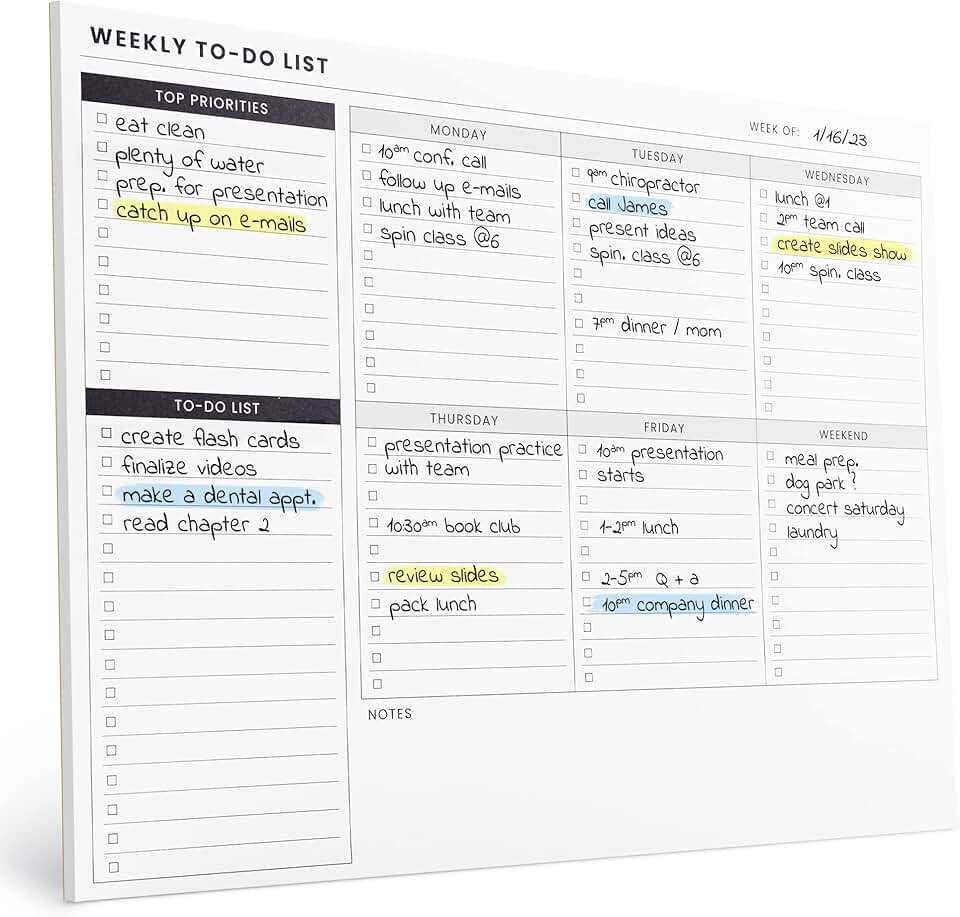 Weekly Planner Pad with To Do List and Habit Tracker