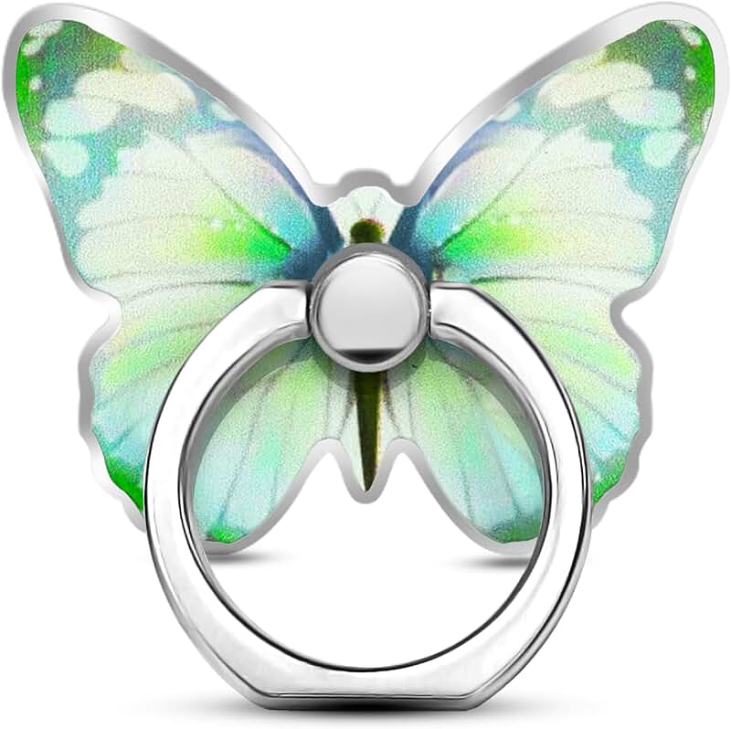 Green Metal Butterfly Phone Ring Holder with Kickstand
