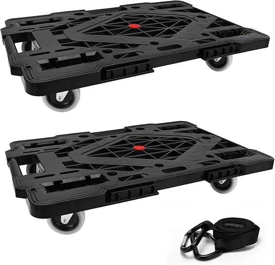 Two Large Furniture Dollies with Wheels and Rope