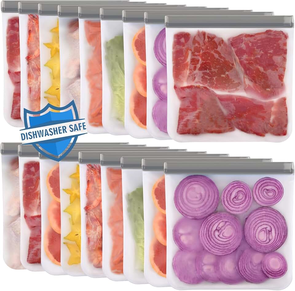 18 Reusable Gallon Freezer Bags for Food Storage