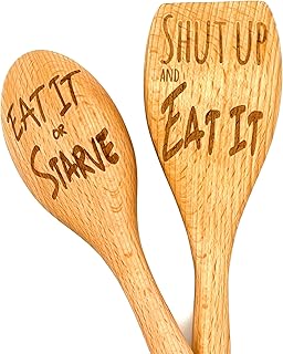 Engraved Wooden Spoon Set for Kitchen and Gifts