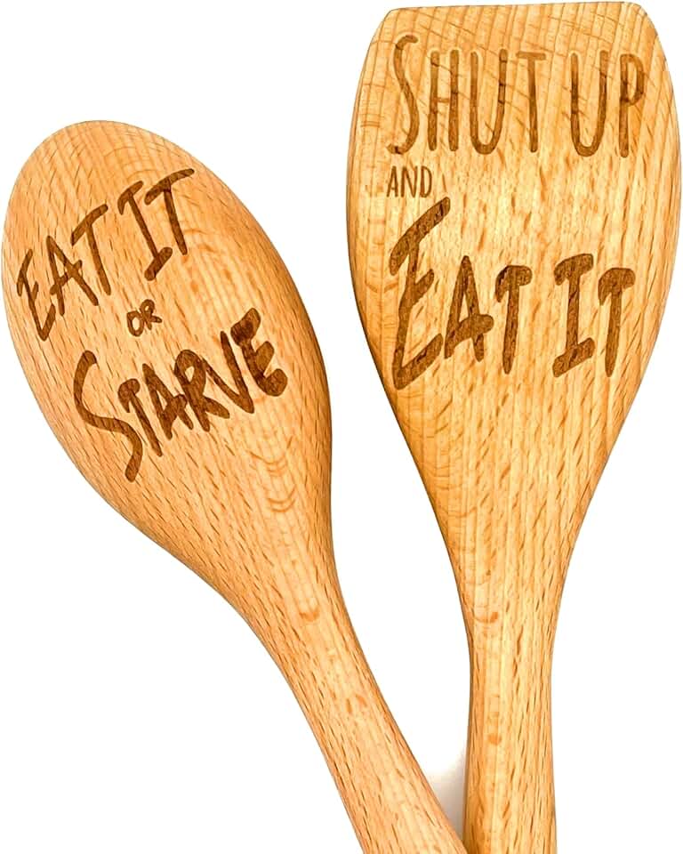 Engraved Wooden Spoon Set for Kitchen and Gifts