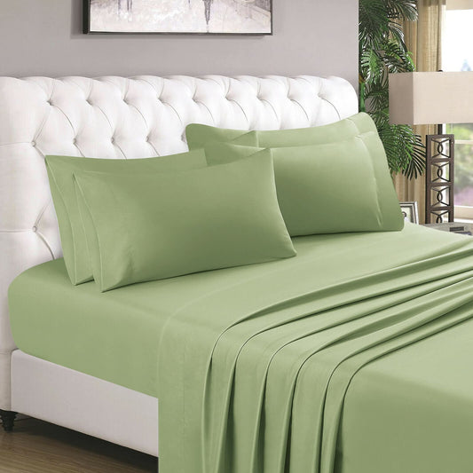 6 Piece Bed Sheets Set King, Sage Green), 1800 Bedding Soft Brushed Microfiber Sheets, Deep Pockets, Easy Care, Wrinkle  Fade Free