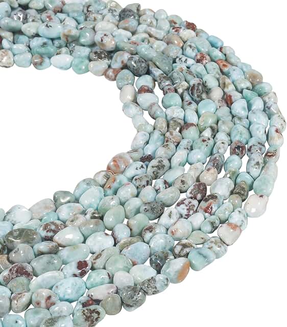 Natural Larimar Tumbled Stone Chips for Jewelry Making
