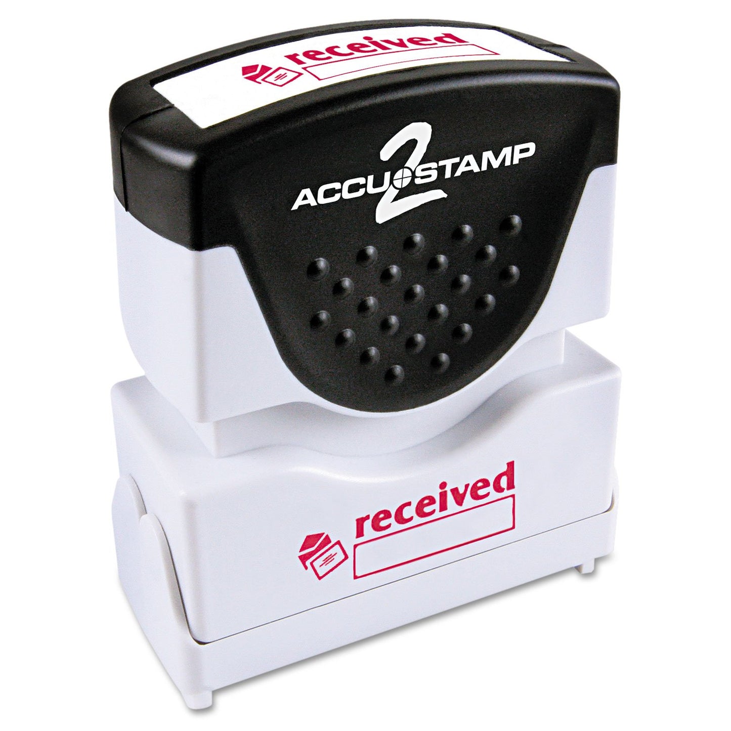 Received message stamp with shutter, red ink