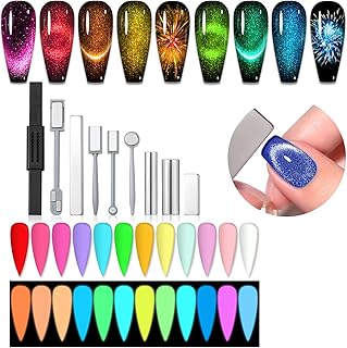 Glow-in-the-Dark Neon Gel Nail Polish Set with Magnet Tools