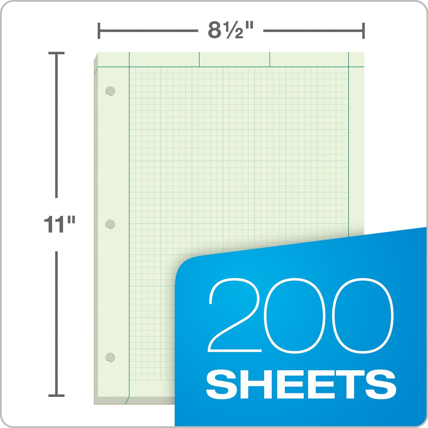 Engineer Pad with 5 Squares per Inch, 8.5" x 11", 200 Sheets