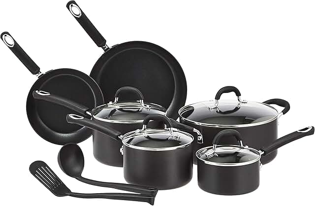 12-Piece Non-Stick Cookware Set in Black