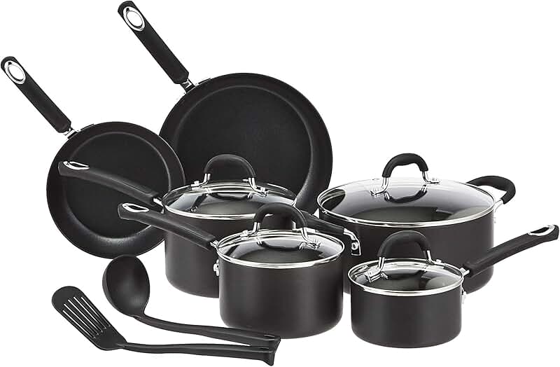 12-Piece Non-Stick Cookware Set in Black