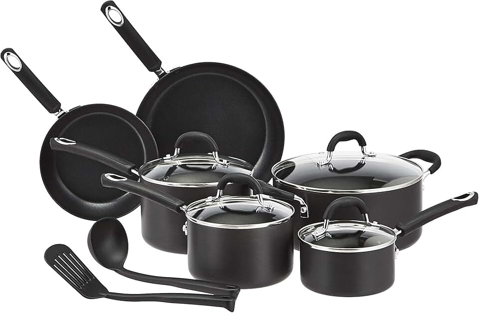 12-Piece Non-Stick Cookware Set in Black