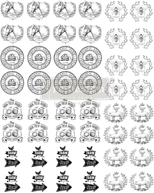 Farm Fresh Market Vintage Transfer Stickers for Crafts and Decor