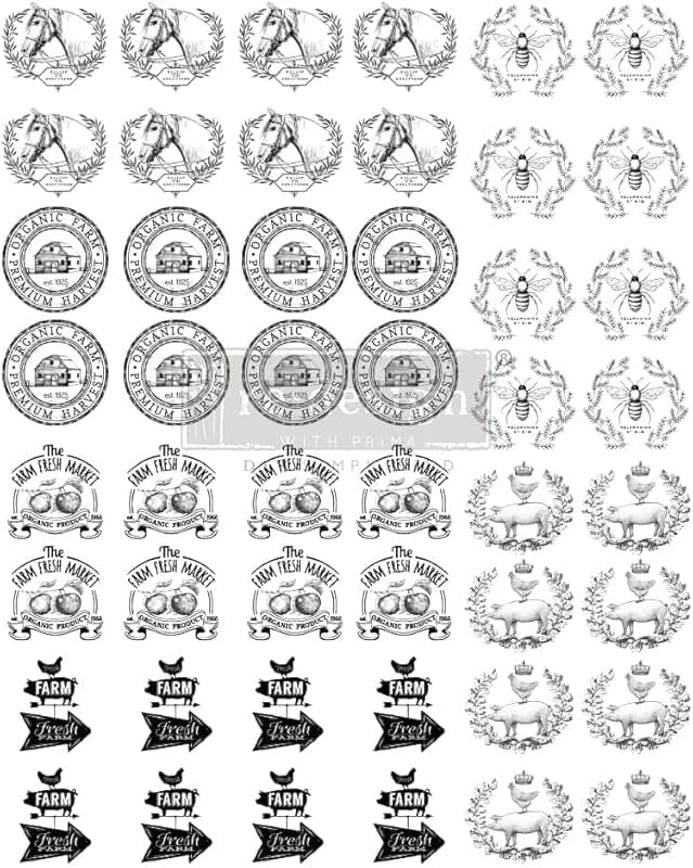 Farm Fresh Market Vintage Transfer Stickers for Crafts and Decor