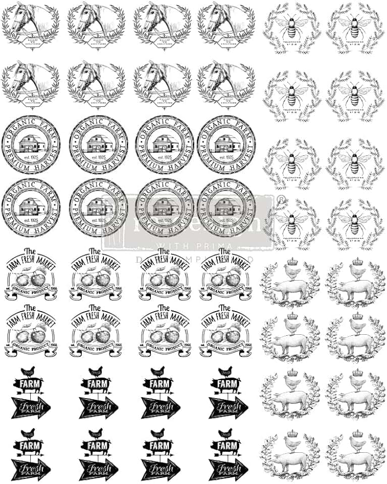 Farm Fresh Market Vintage Transfer Stickers for Crafts and Decor