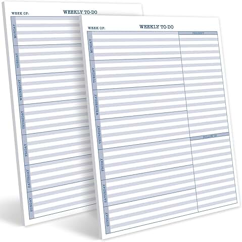 Printed Products Weekly To-Do List, 2-Pack, 8.5"x11", 50 Sheets