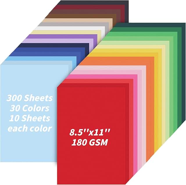 300 Sheets of 8.5 x 11" Colored Cardstock Paper