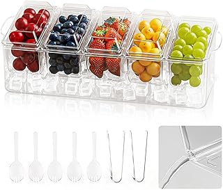 Ice Chilled Condiment Caddy with 5 Containers and Accessories