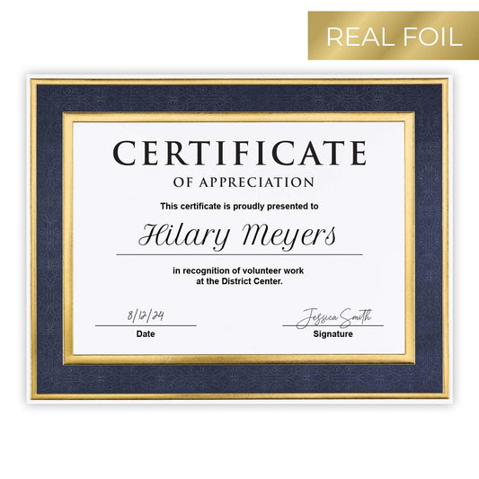 Gold Foil Certificate Paper, 8.5x11, 15 Sheets