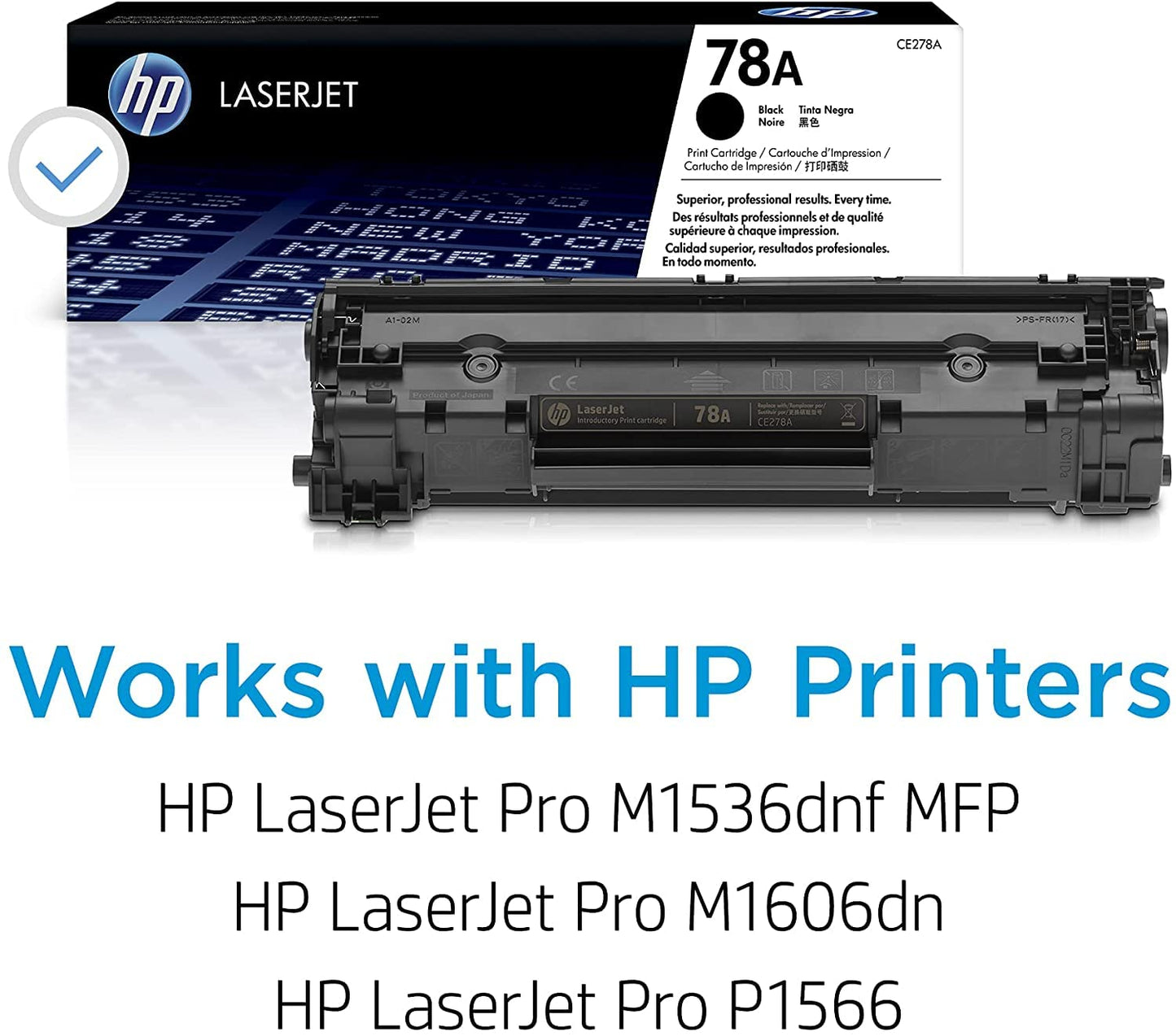 Original 78A Black Toner Cartridge | Works with LaserJet Pro P1566, P1606 Series, LaserJet Pro MFP M1536 Series | CE278A