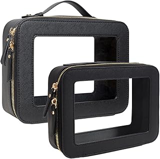 Transparent toiletry bag set with zipper and waterproof design