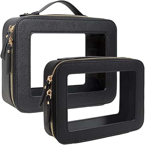 Transparent toiletry bag set with zipper and waterproof design