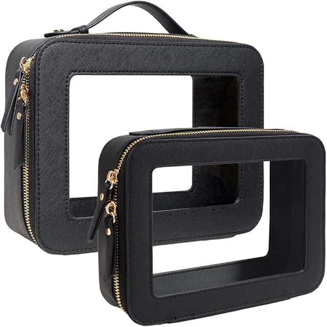 Transparent toiletry bag set with zipper and waterproof design