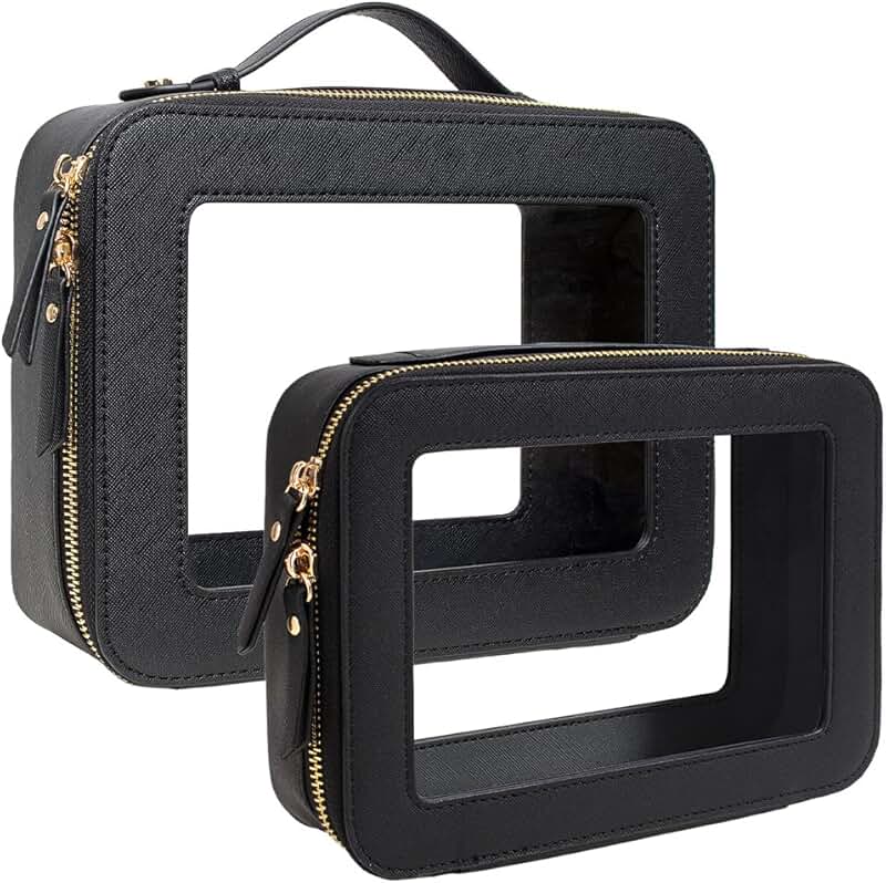 Transparent toiletry bag set with zipper and waterproof design