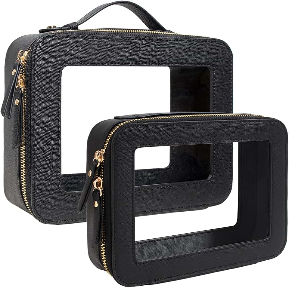 Transparent toiletry bag set with zipper and waterproof design
