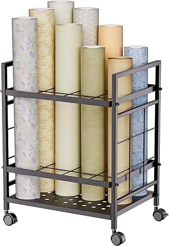 Blueprint Storage Rack with Wheels and 12 Slots