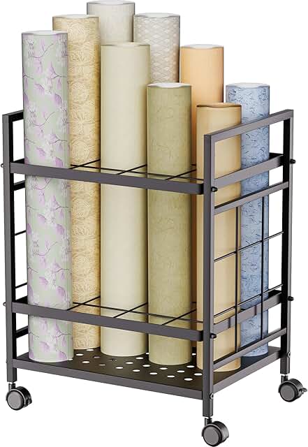 Blueprint Storage Rack with Wheels and 12 Slots