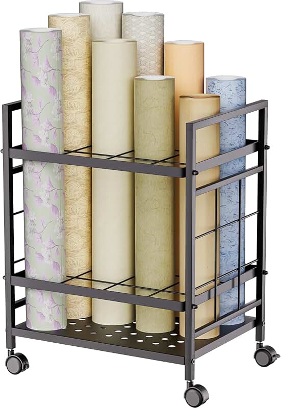 Blueprint Storage Rack with Wheels and 12 Slots