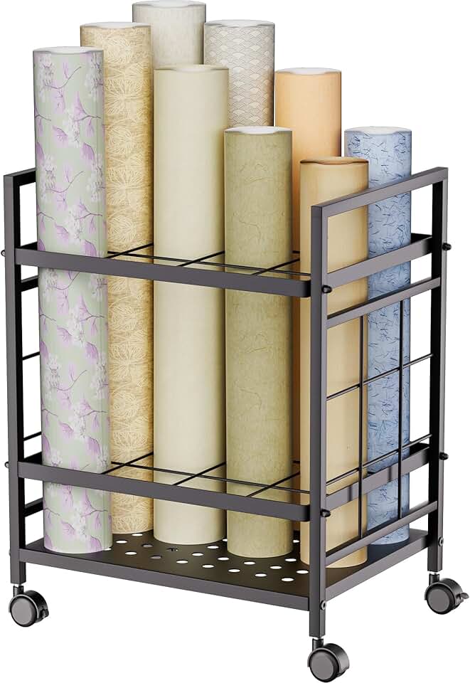 Blueprint Storage Rack with Wheels and 12 Slots