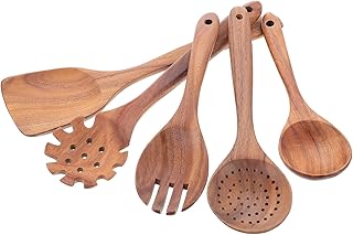 Wooden Rice Paddle and Salad Fork for Easy Storage