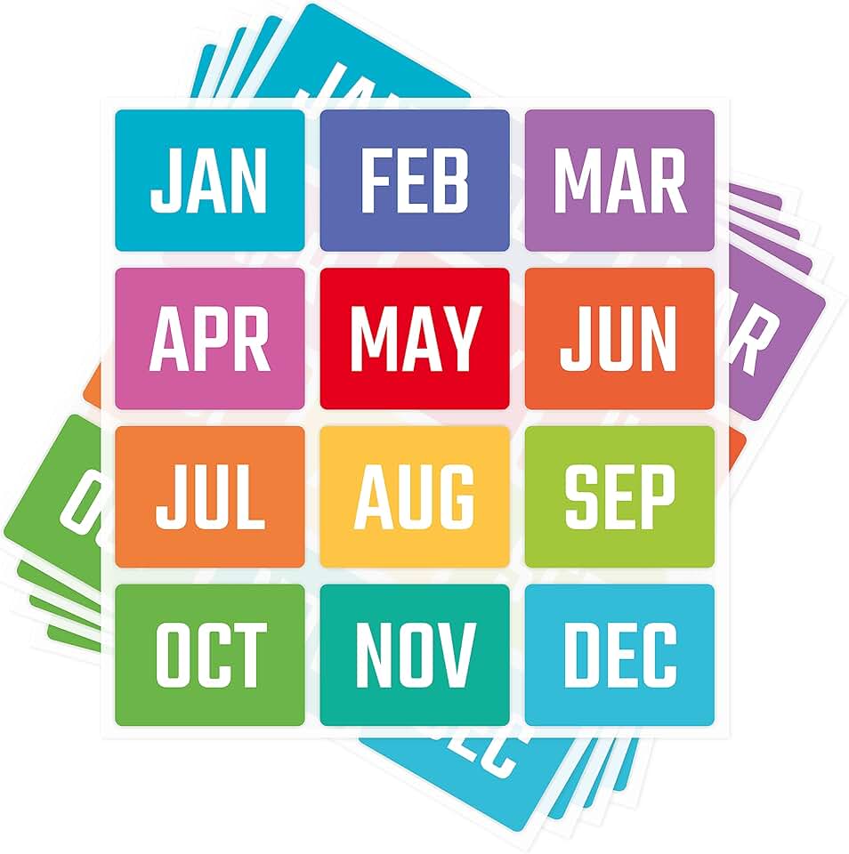 600 Color-Coding Month Stickers for Organization