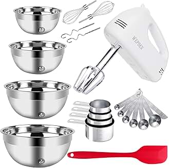 Hand Mixer with Bowls and Measuring Cups