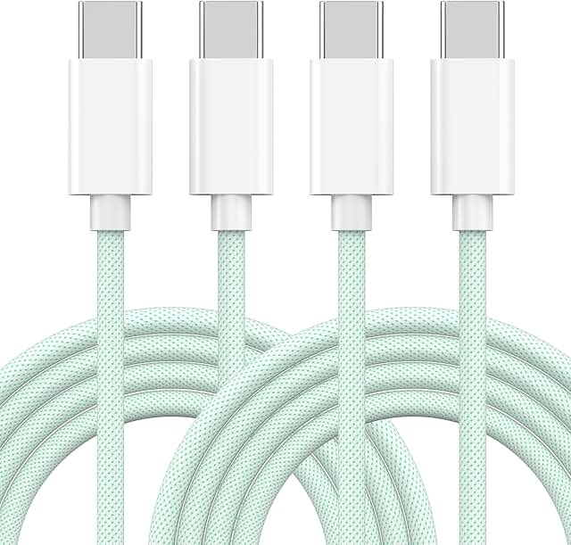 60W Braided USB C Fast Charging Cable, 2 Pack, 6ft
