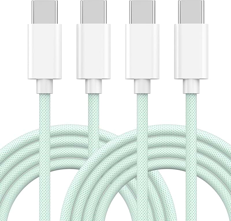 60W Braided USB C Fast Charging Cable, 2 Pack, 6ft