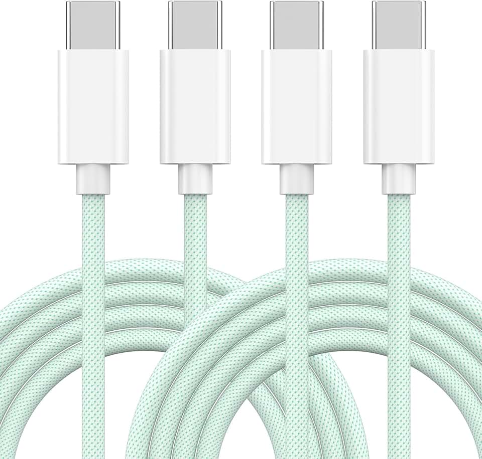 60W Braided USB C Fast Charging Cable, 2 Pack, 6ft