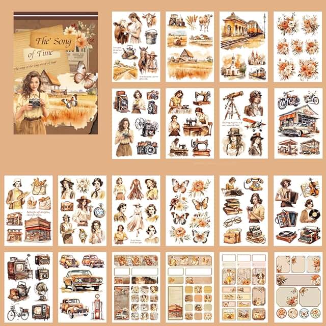 Vintage Europe and U.S. Flower Stickers for Scrapbooking