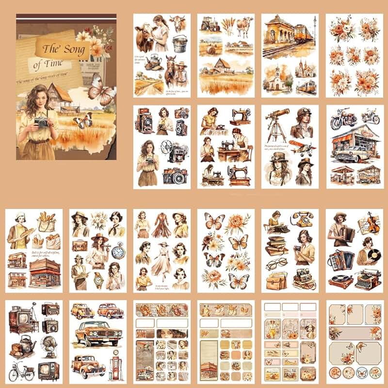 Vintage Europe and U.S. Flower Stickers for Scrapbooking