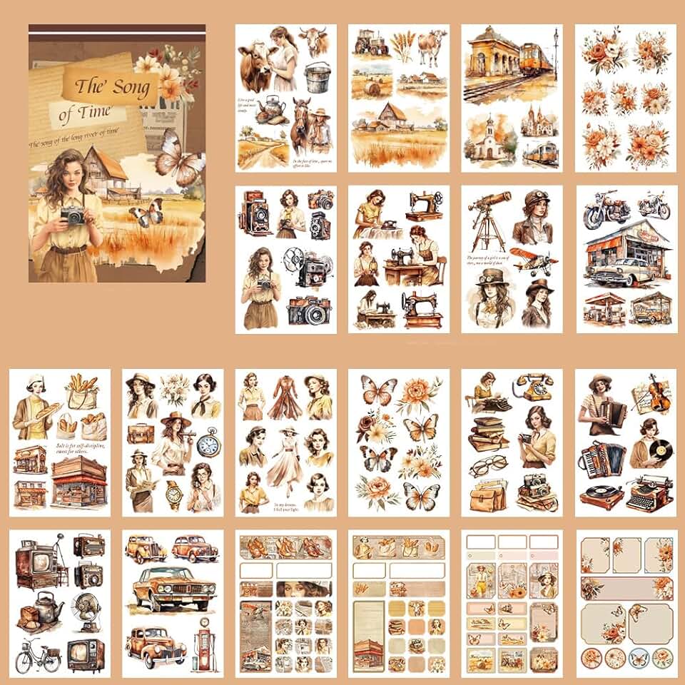 Vintage Europe and U.S. Flower Stickers for Scrapbooking
