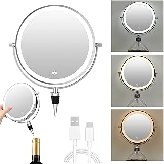Lighted Wine Bottle Makeup Mirror with LED Colors