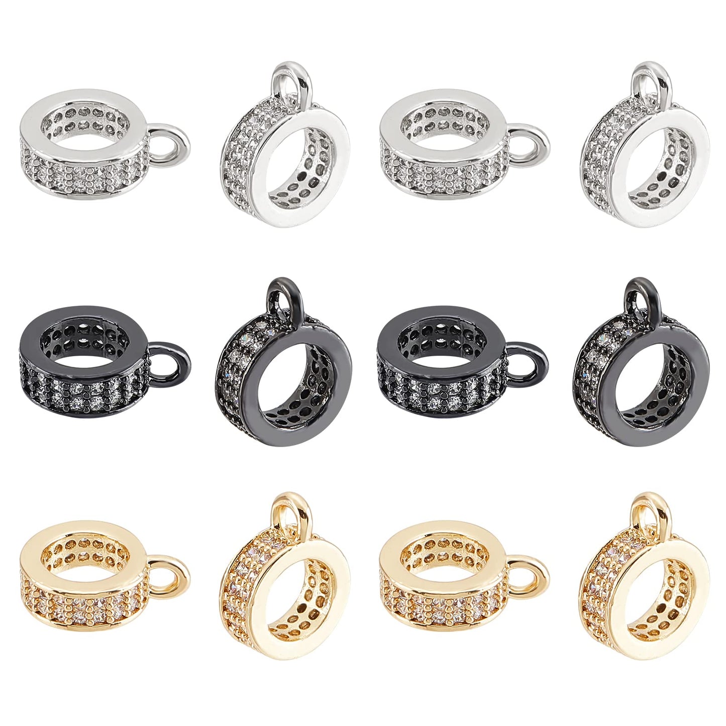 12Pcs Clear Cubic Zirconia Dangle Beads for Jewelry Making