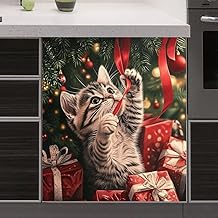 Cute Cat Magnetic Dishwasher Cover for Kitchen Decor