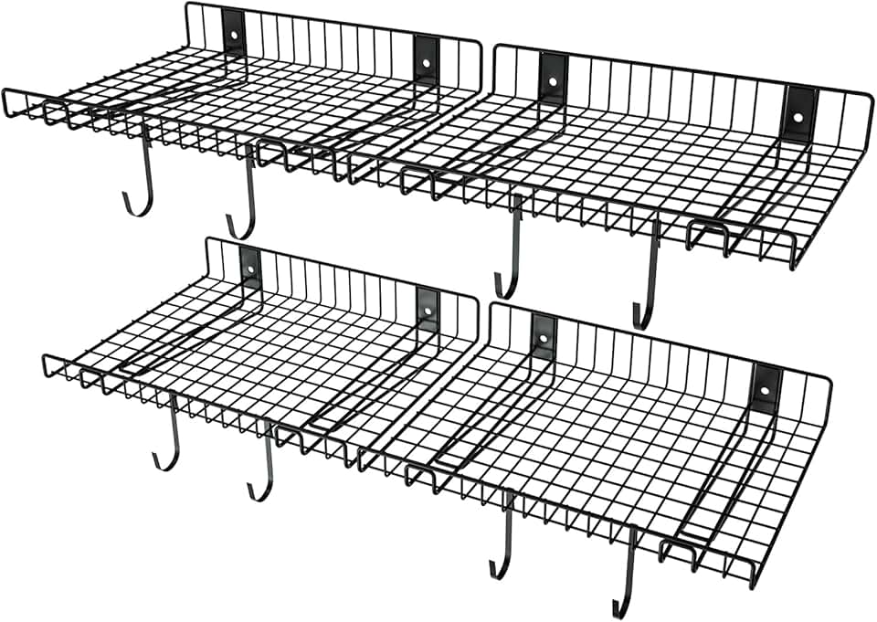 Set of Four Heavy Duty Wall Shelves for Garage and Home