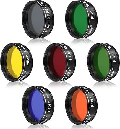 Set of 7 1.25-Inch Telescope Filters for Planetary Observation