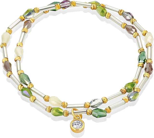 Colorful Beaded Crystal Gemstone Statement Bracelet